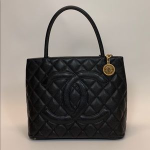 Chanel Medallion Bag Black Quilted Caviar Leather